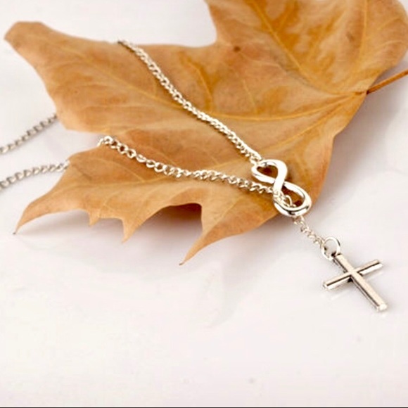 Jewelry - ⚡️2 for $15 Silver Tone Infinity Cross Necklace